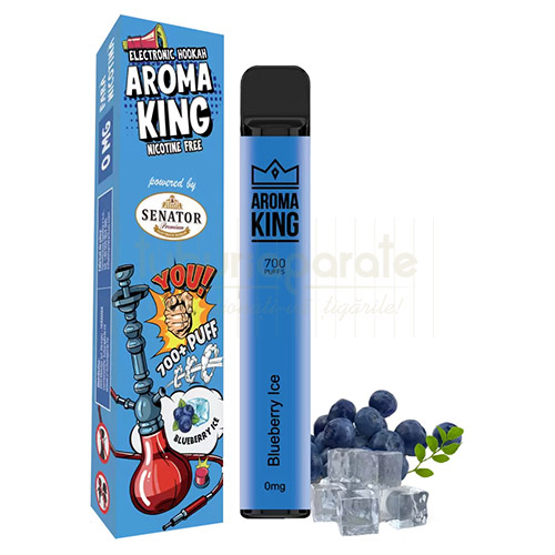 Mini narghilea electronica fara nicotina cu aroma de coacaze marca AK by Senator Blueberry Ice 700 pufuri